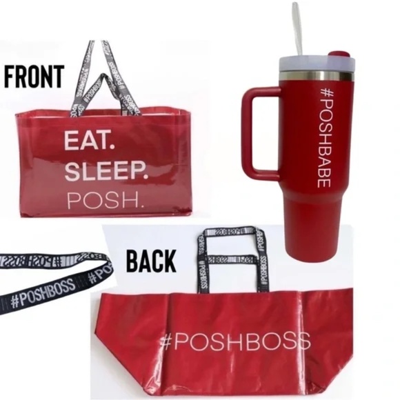 New Poshbabe Swag Bundle With #POSHBOSS Tote & #POSHBABE Tumbler - Picture 1 of 16